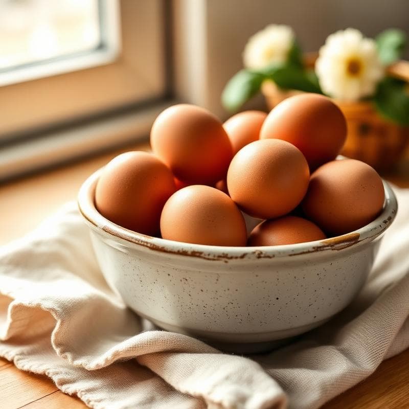 Bruine eieren in een kom