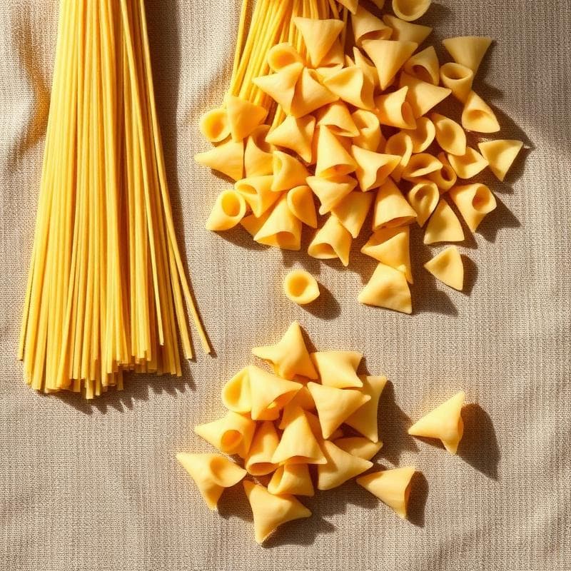 Droge pasta op linnen