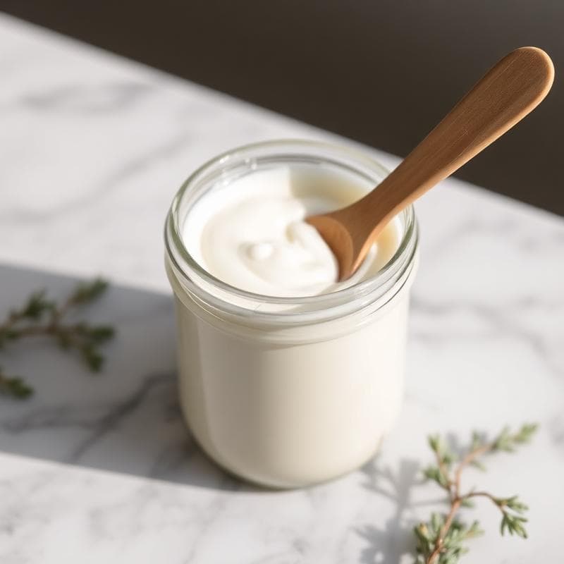 Romige yoghurt in een glazen pot